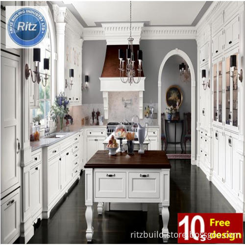 Solid Wood White Luxurious European Style Kitchen Cabinet Manufacturer